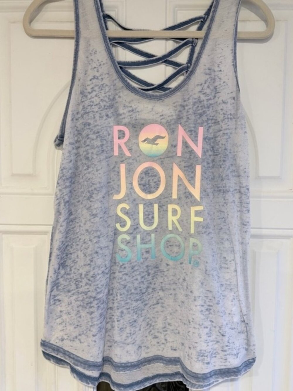 White and Blue Tank Top with Pastel Logo